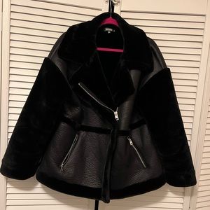 Faux fur lined moto jacket
